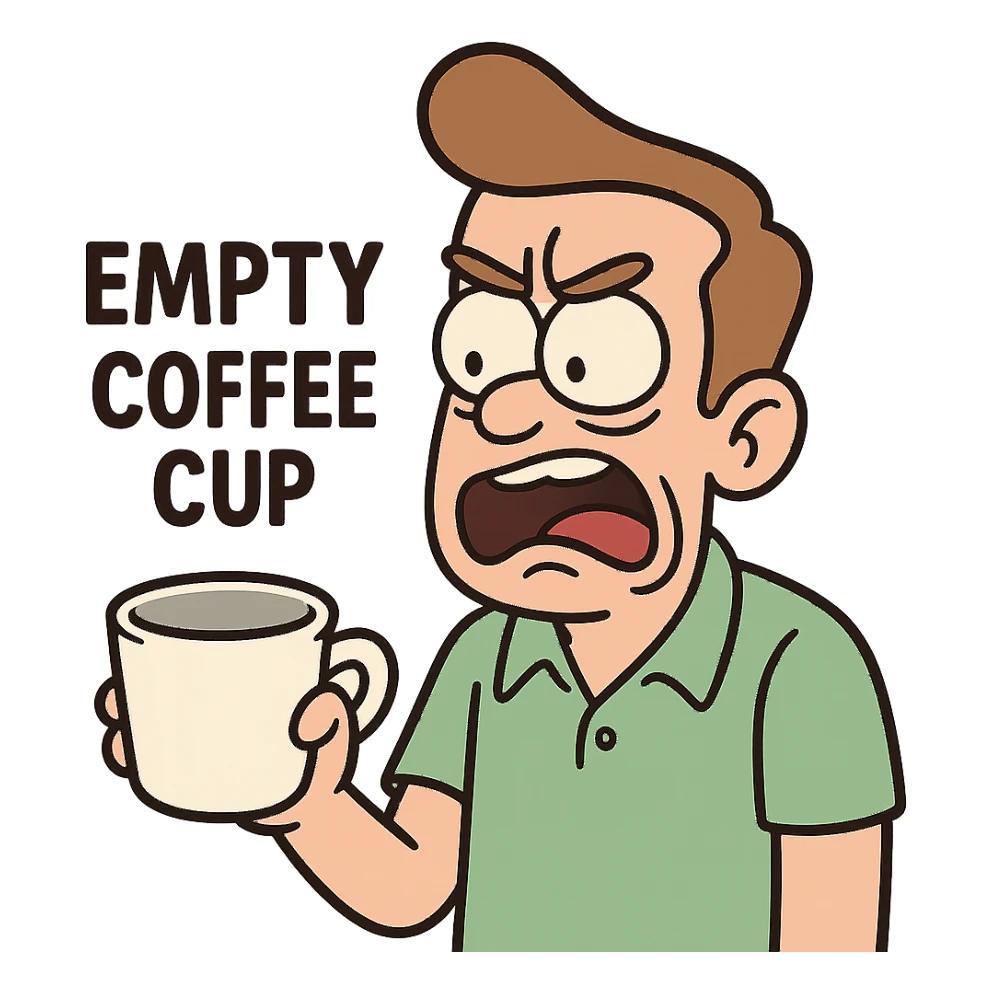 empty coffee cup in flat toon style sticker