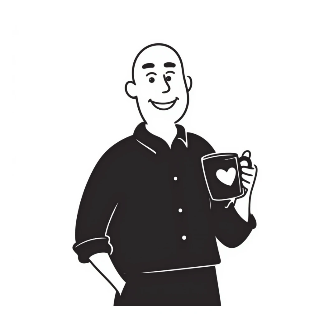 bald man, hand drawn doodle style sticker