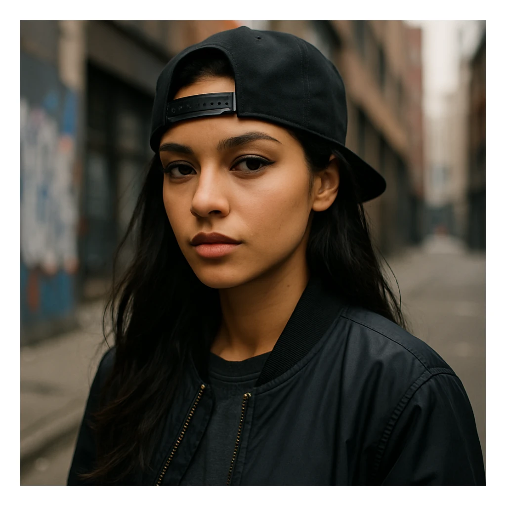 ninka with a backwards snapback, urban style sticker
