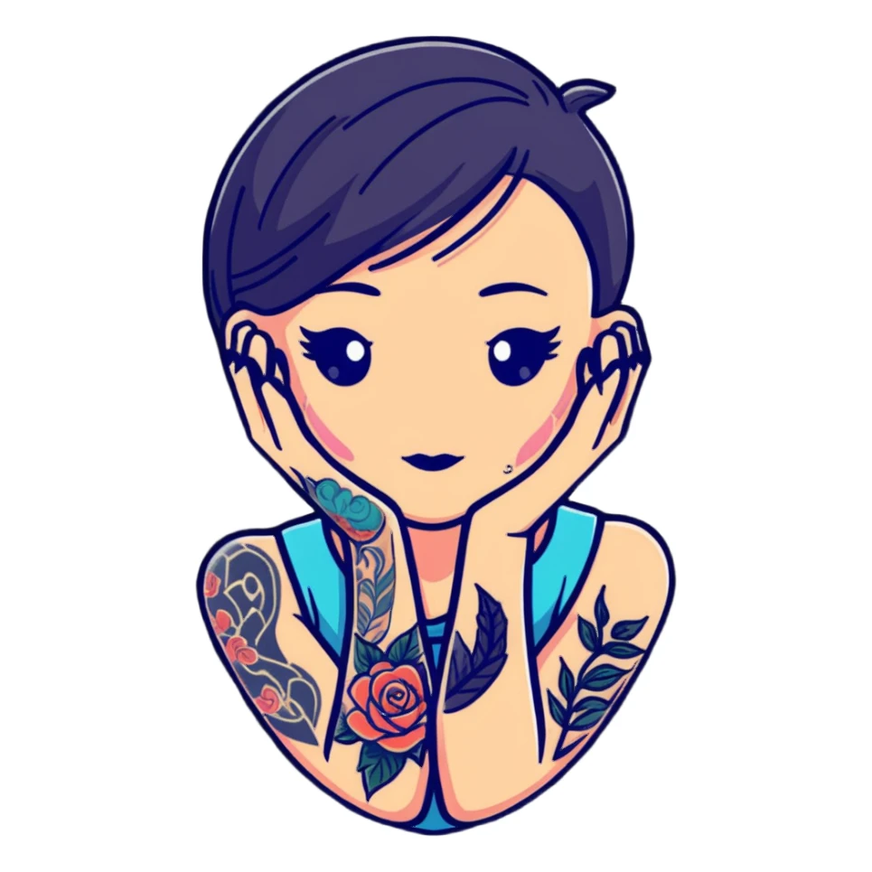 tattooed girl sticker