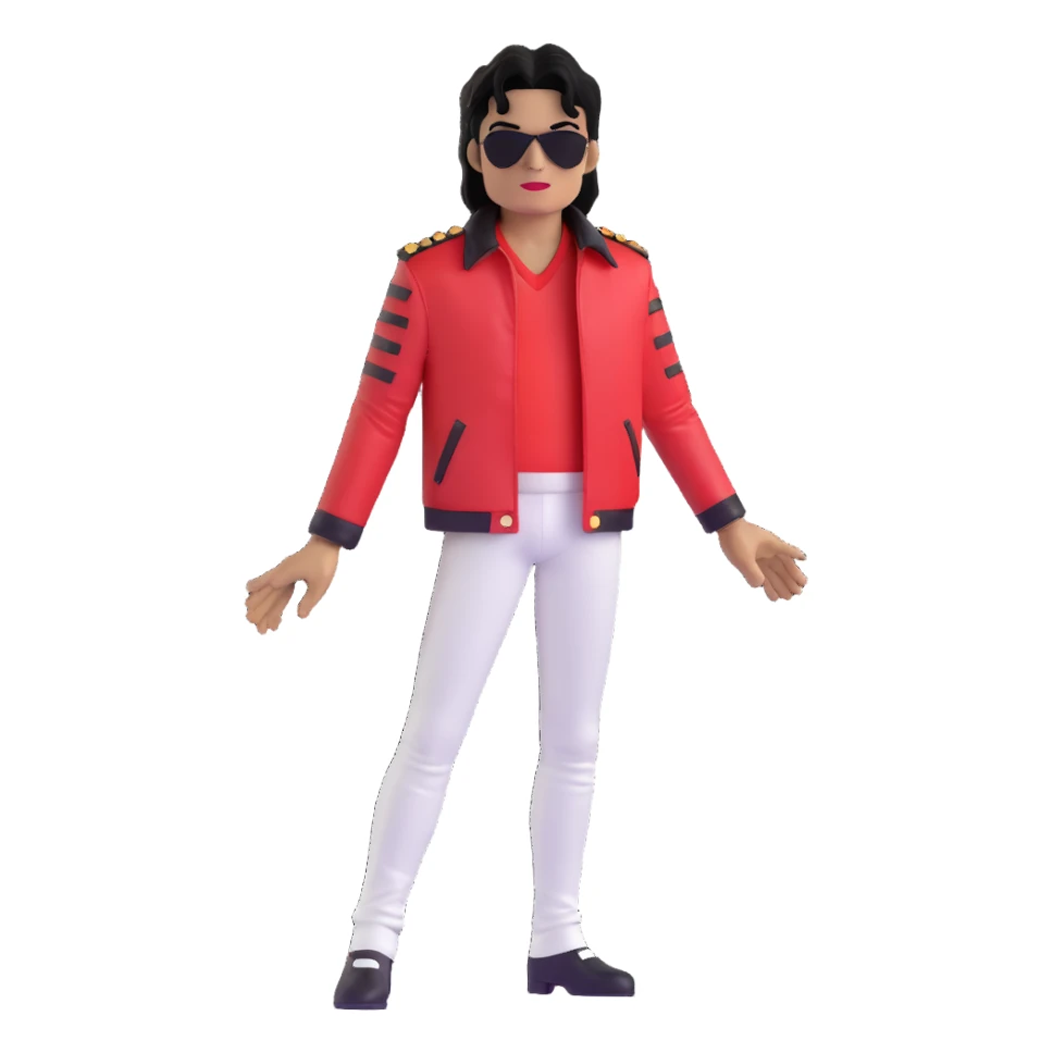 Michael Jackson with his Thriller jacket sticker