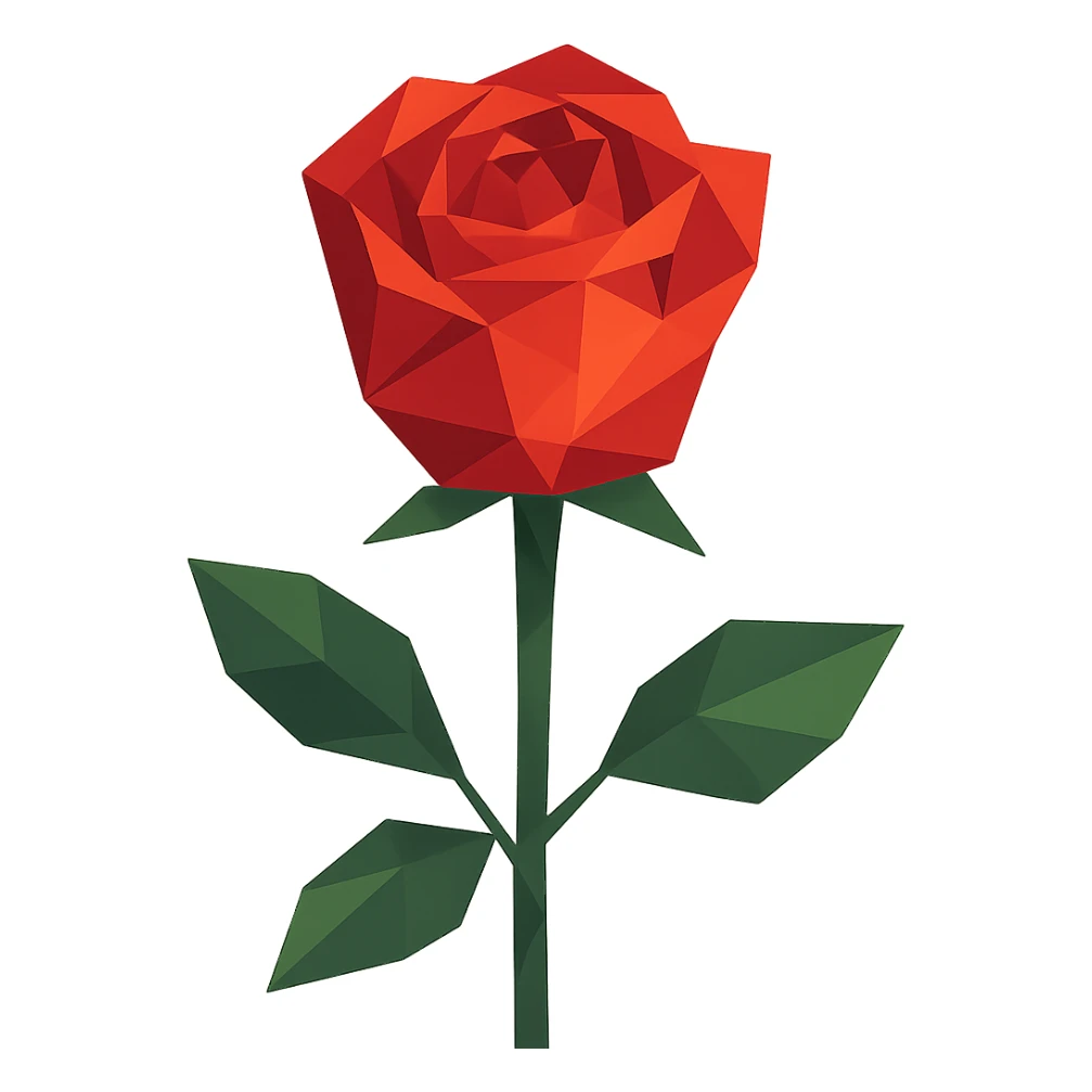 rose in polygonal low-poly style with geometric shapes sticker