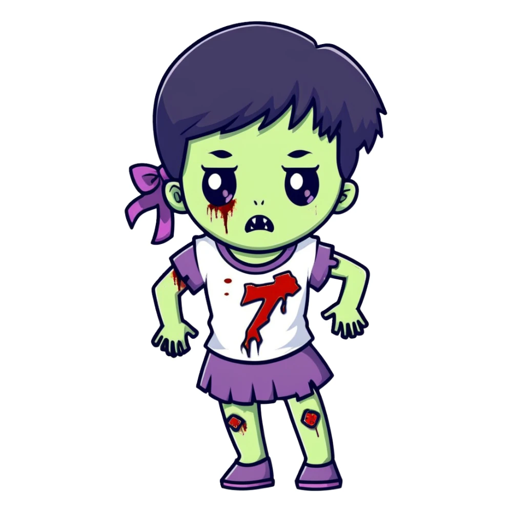 girl zombie with black hair sticker