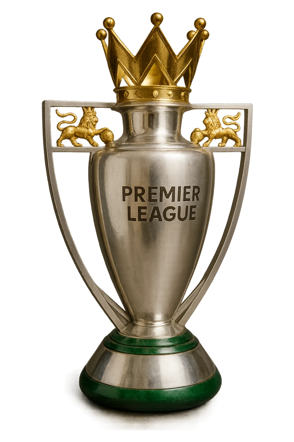 Фотореалистичный и изометричный кубок Premier League, объемный чуть слегка рисованный стиль, прозрачный фон sticker