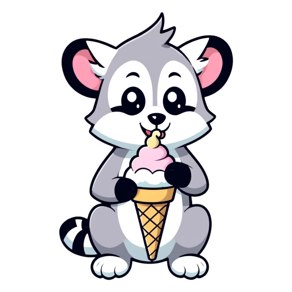 Lemur from Madagascar with ice cream sticker
