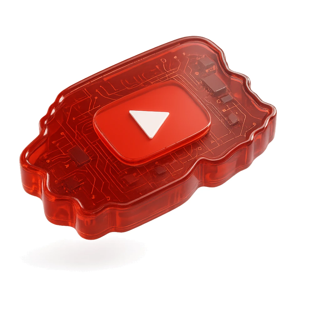 island YouTube play button, glossy circuit style sticker