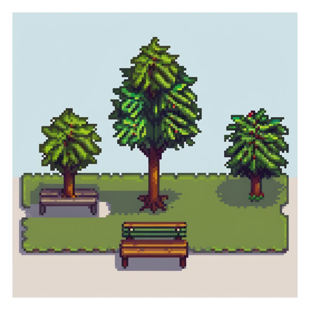 simple iconic city park with tree and bench sticker