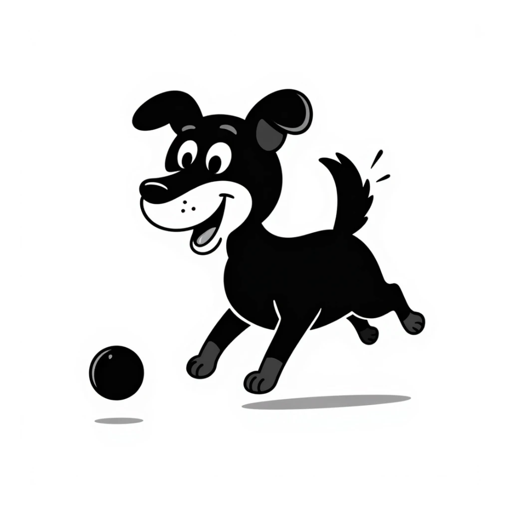 happy dog running after ball sticker