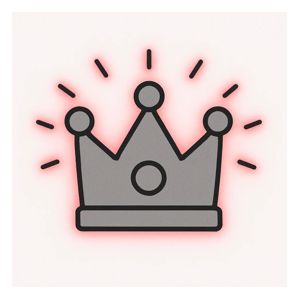 glowing red crown, minimal style, soft glow sticker