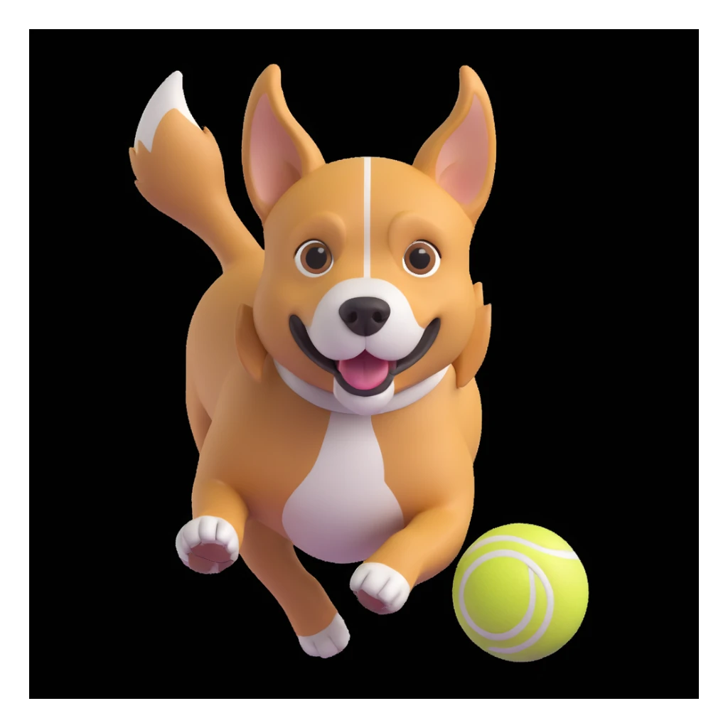 dog chasing ball in forrest, close up pose sticker