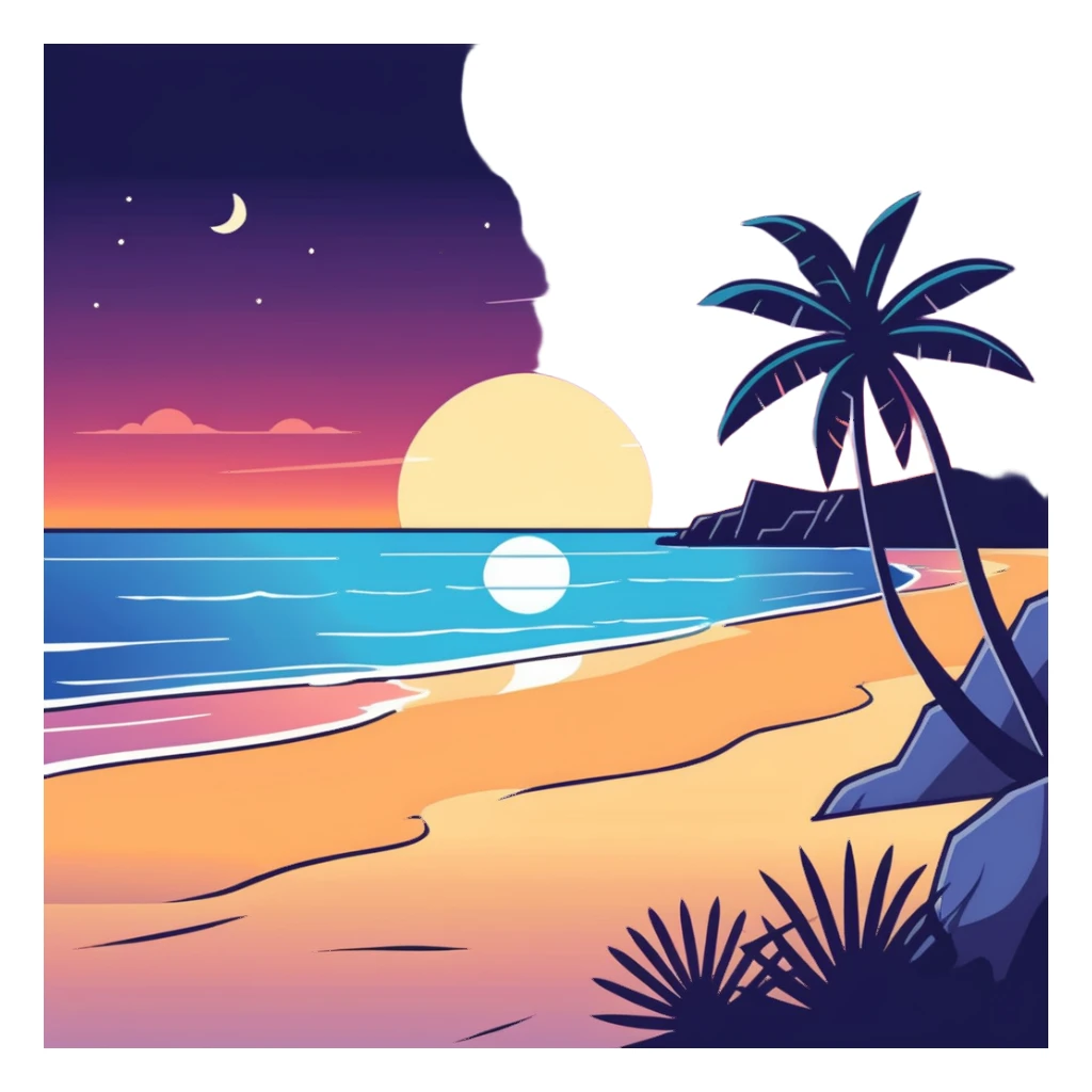 Beach at night vibe sticker