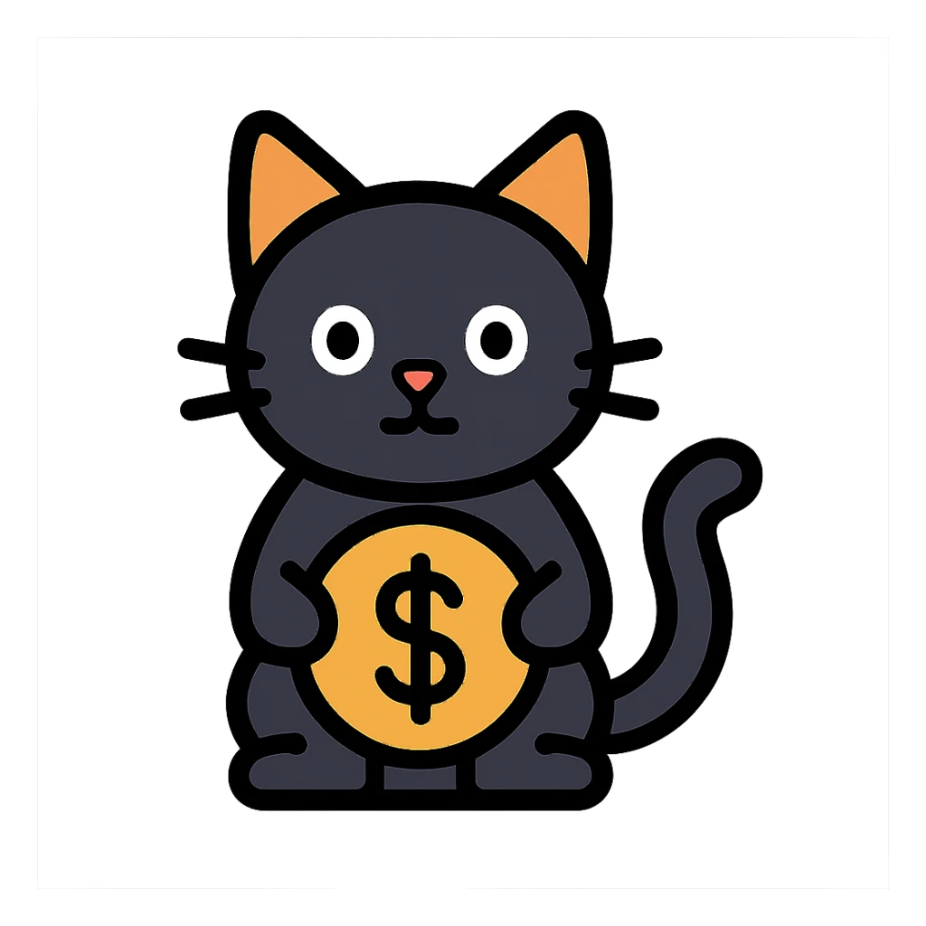 black cat waiting for salary sticker