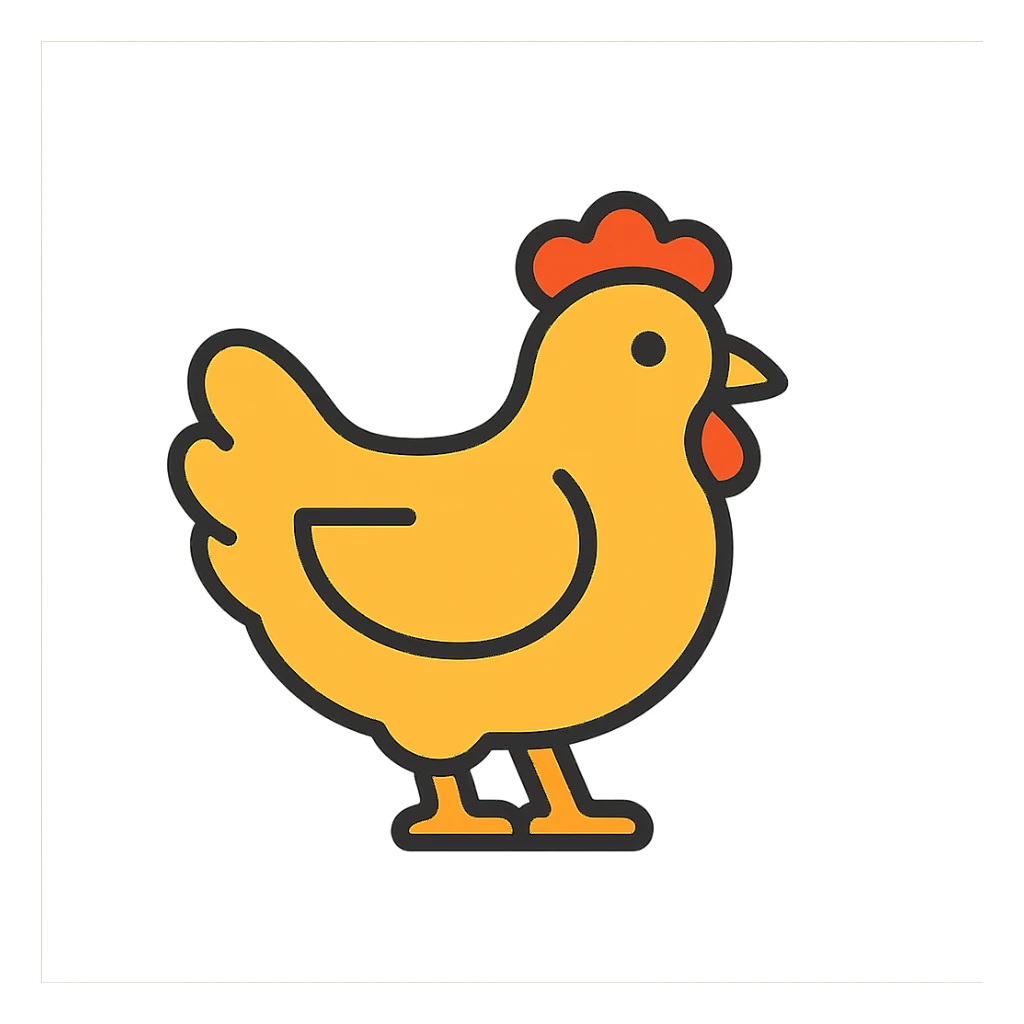 chicken icon, rounded shapes, friendly and approachable, modern icon style sticker