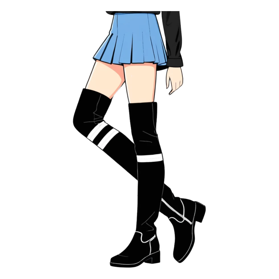 Seductive Black detailed knee high boots sticker