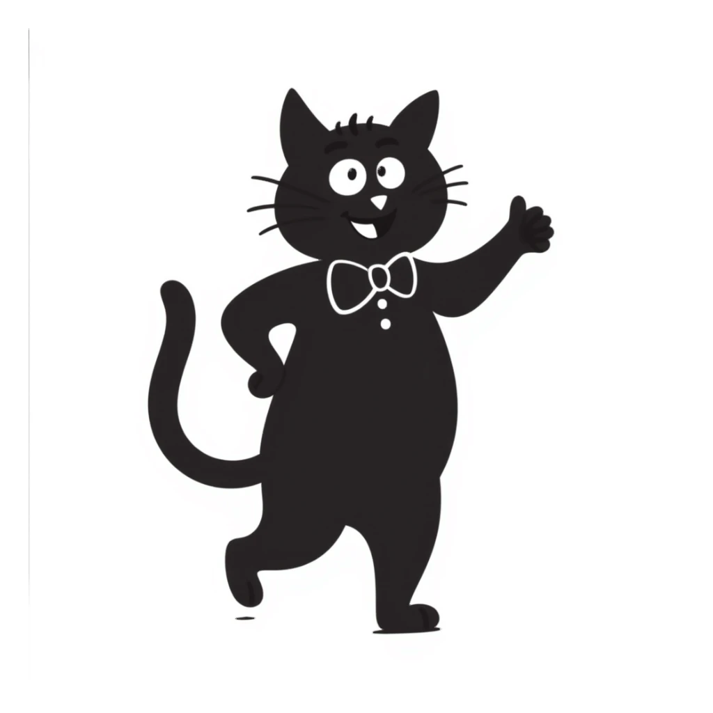 a dancing cat, hand drawn doodle style sticker