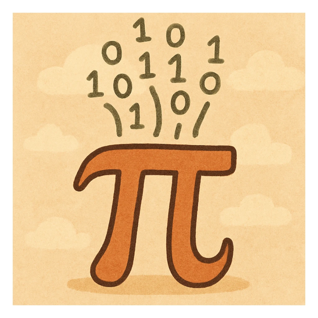  combine the π (pi) math symbol, binary code emerging from it. sticker