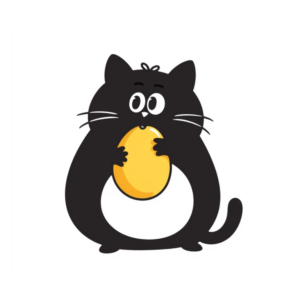 burger cat eating a mango sticker