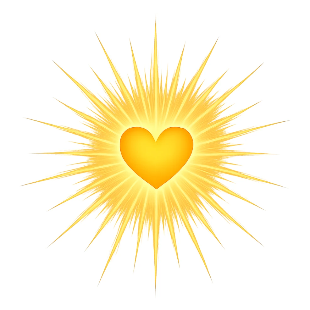 heart with a radiant sunburst sticker