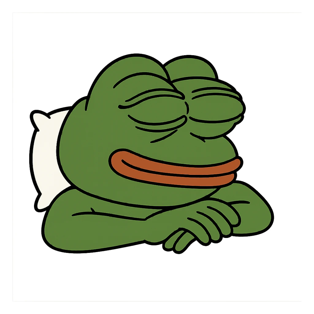 create a pepe sleeping, white background sticker