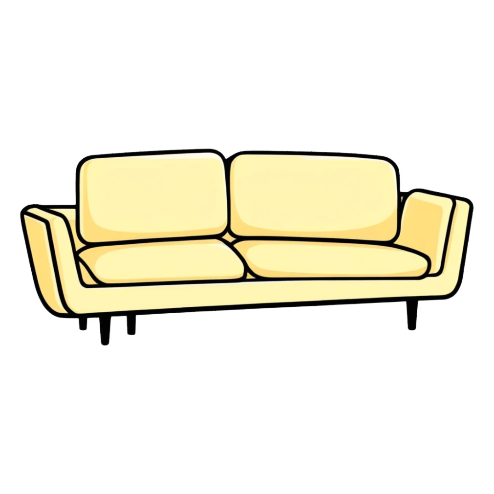 sleek minimalist cream sofa sticker