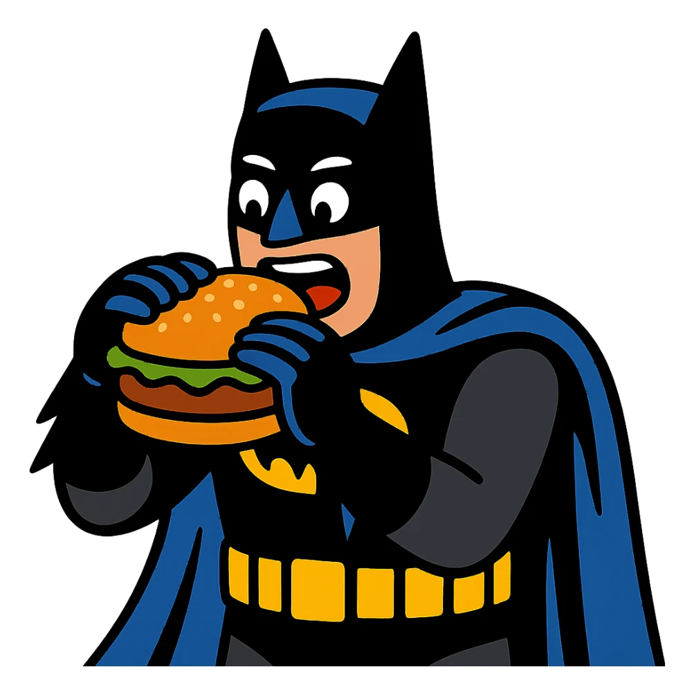 batman eating a burger sticker