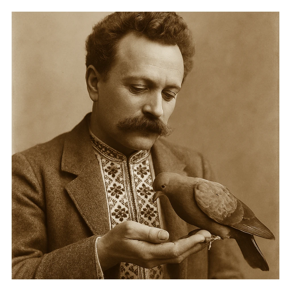 feeds a pigeon from his hand sticker