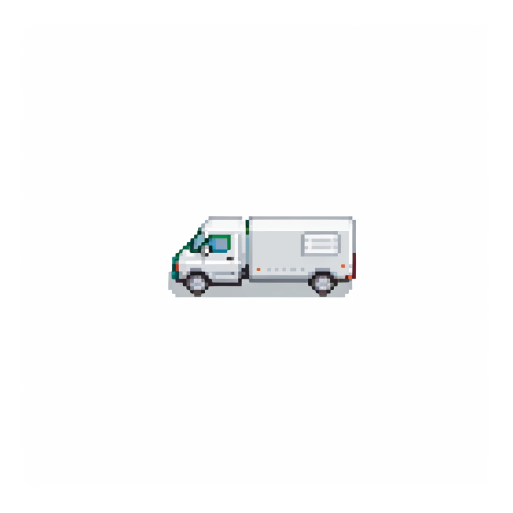 minimalistic delivery truck side view, simple clean lines sticker