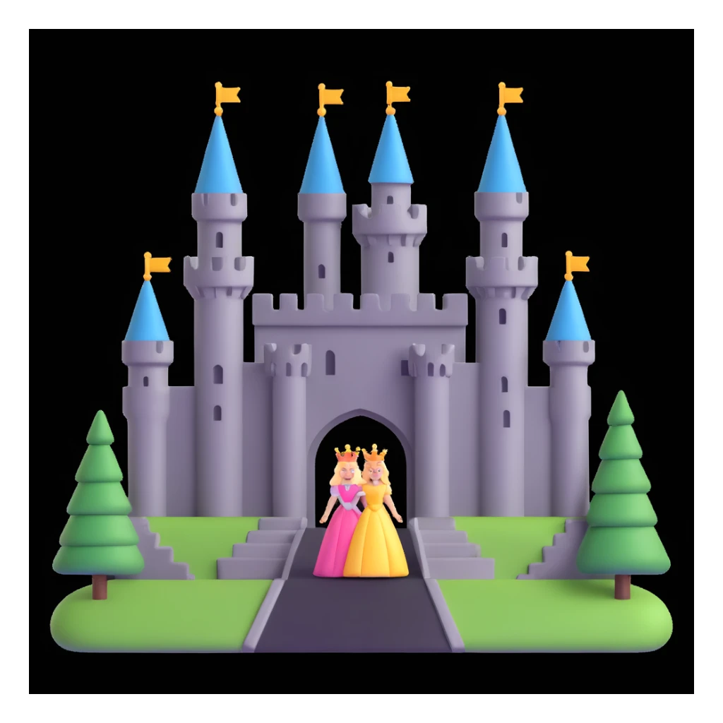 king and queen, castle background sticker