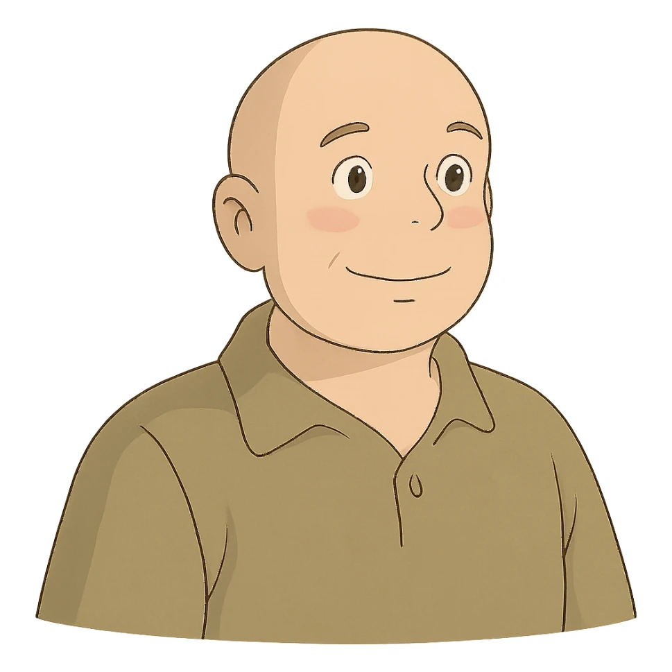 ghibli style bald white guy sticker