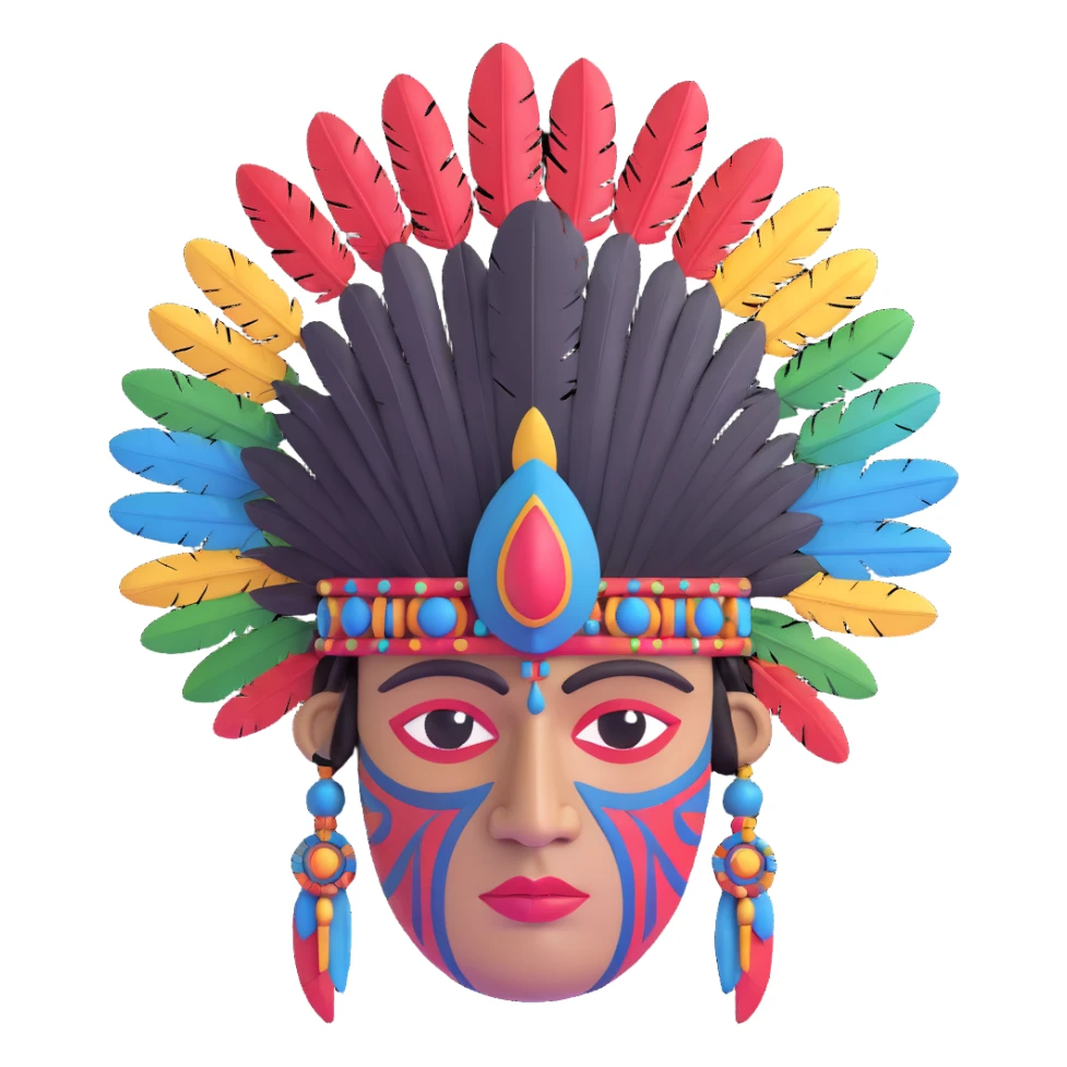 Toltec warrior stone head with elaborate feather headpiece sticker