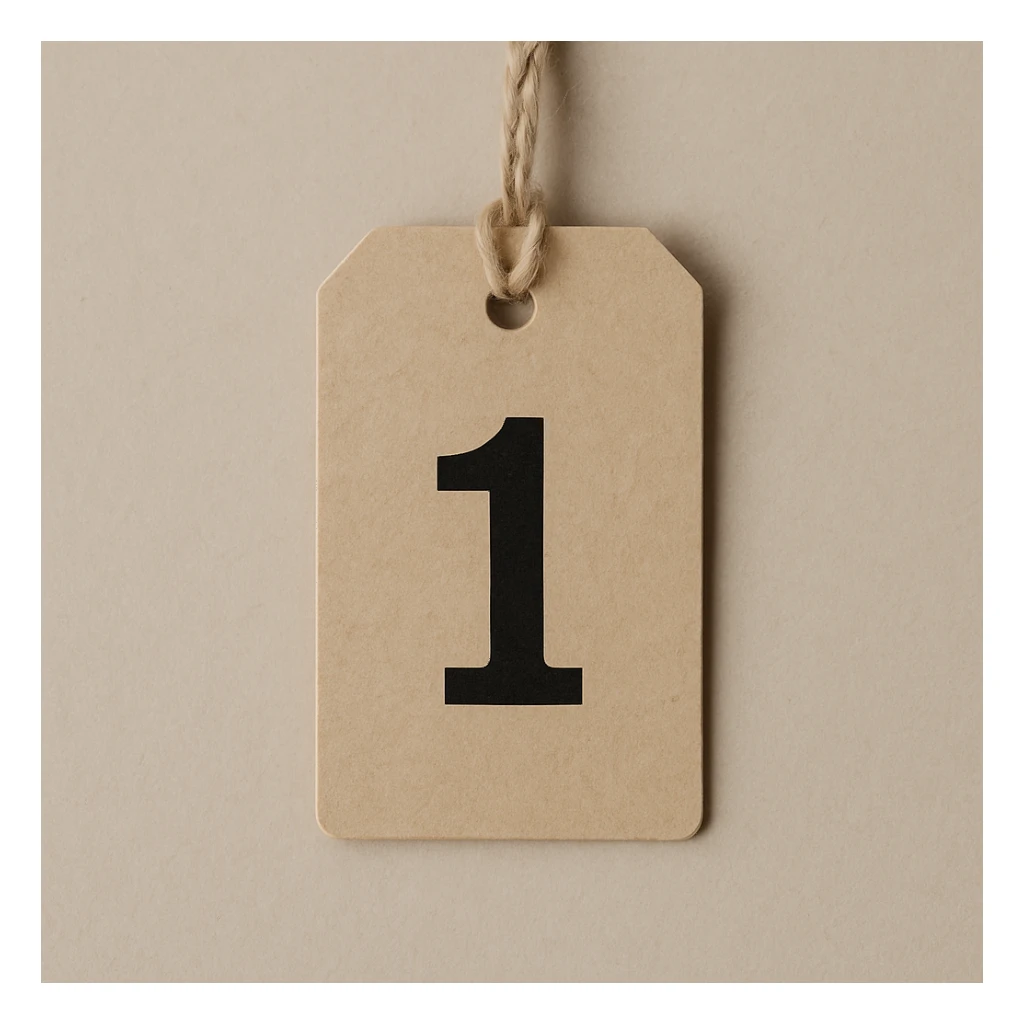 realistic simple tag with the number 1, neutral background sticker