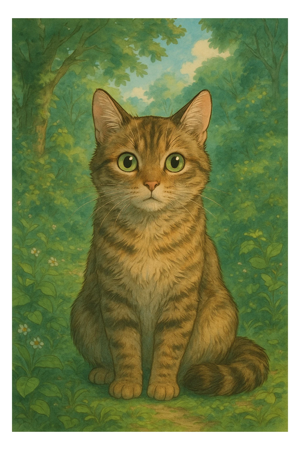 realistic cat ghibli style sticker