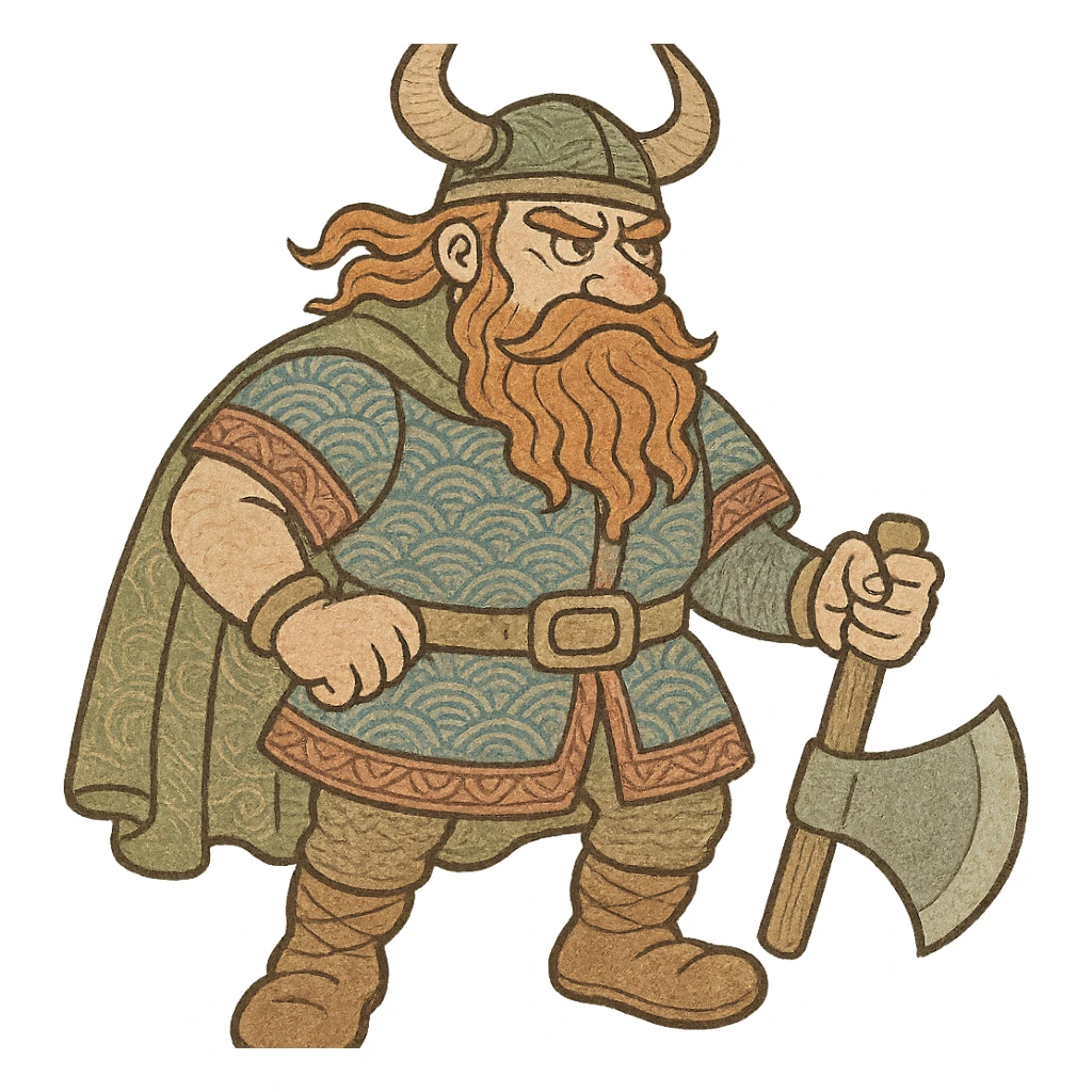 ukiyo-e inspired cartoon viking sticker