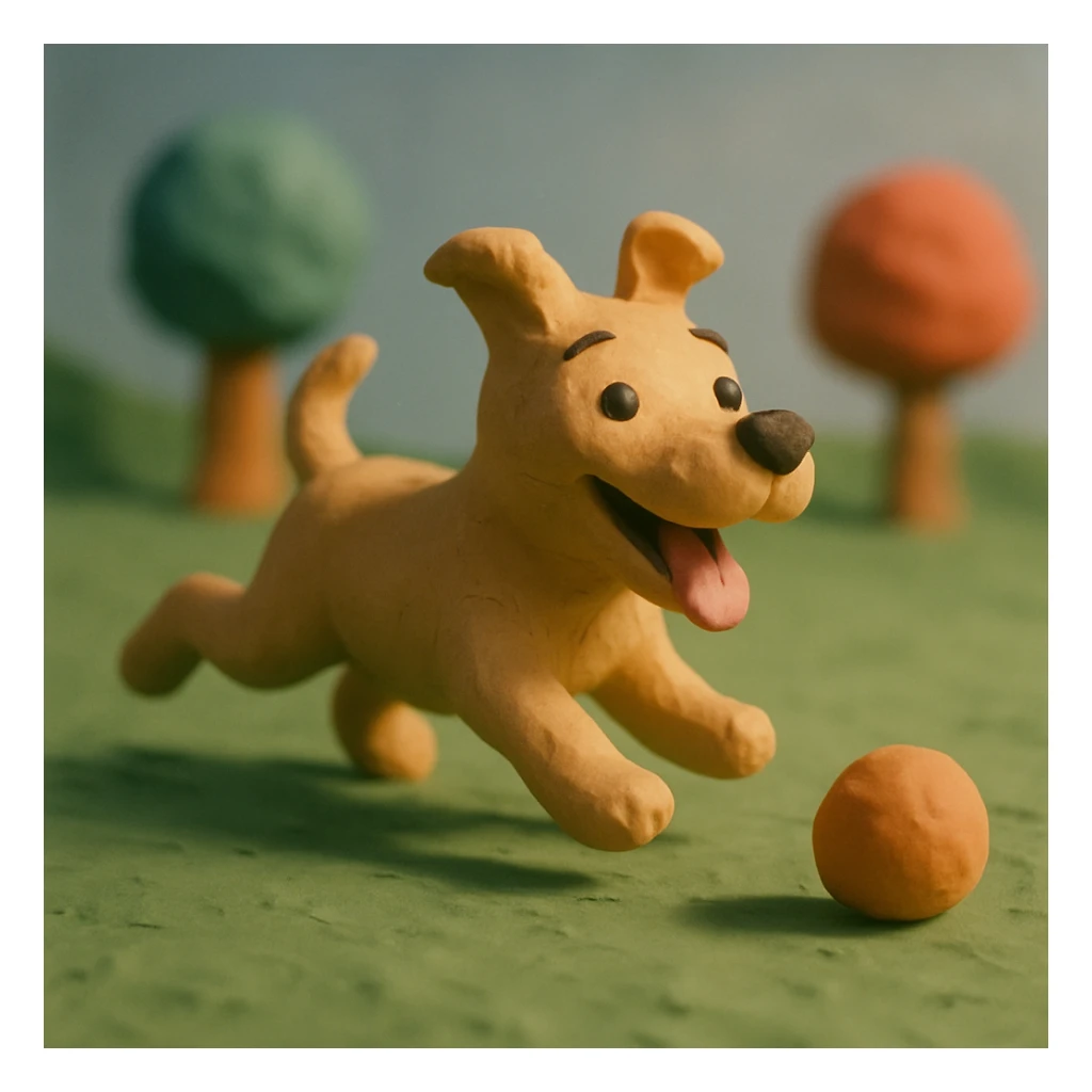 happy dog running after ball sticker