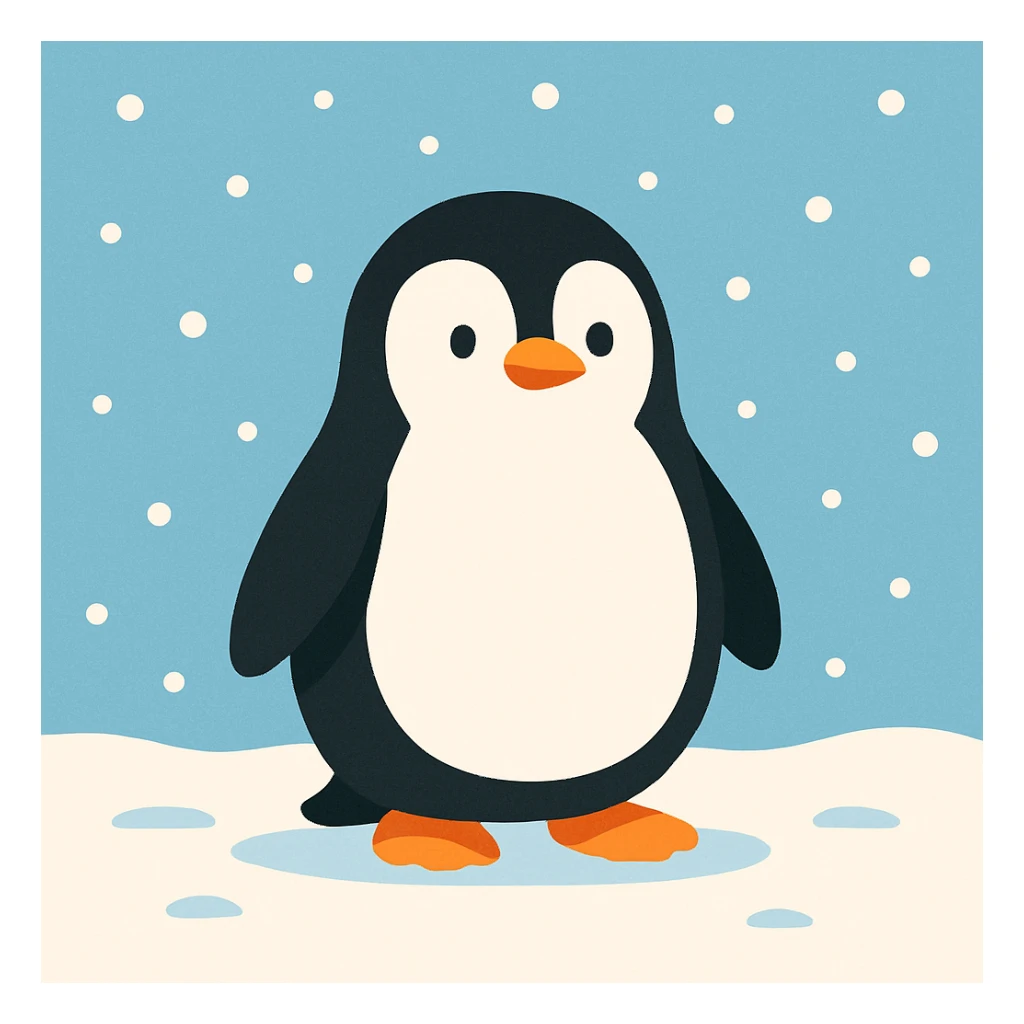 Flat design style penguin in the snow sticker