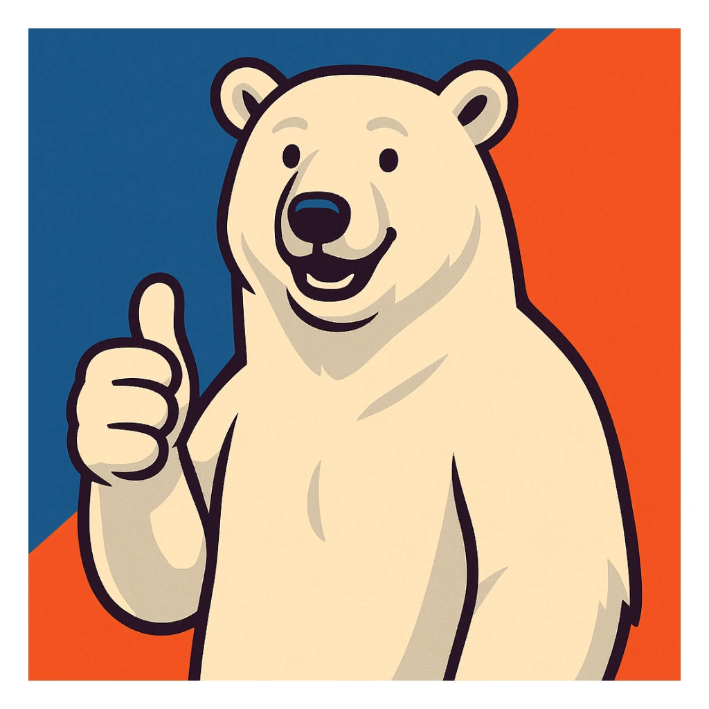 realistic polar bear giving a thumbs up sticker