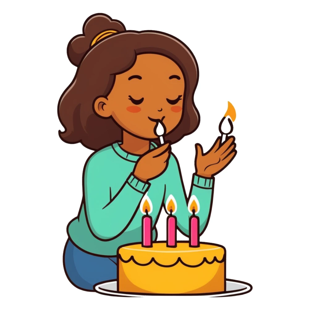Brown girl  blowing out candles sticker