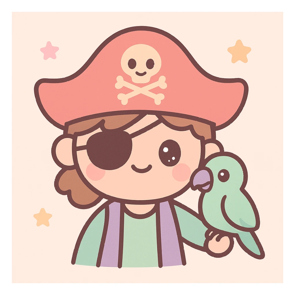 pirate with eye patch and parrot sticker
