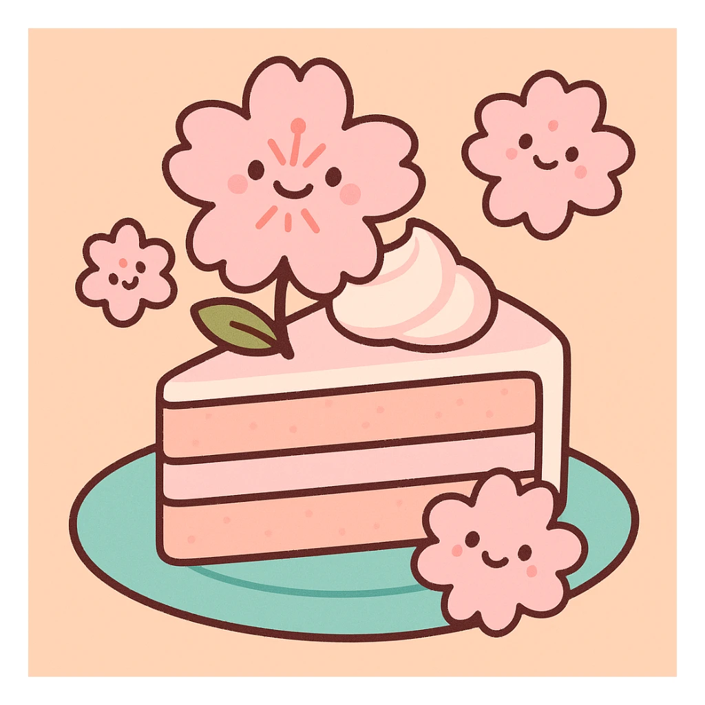 sakura cake, pastel toon style sticker