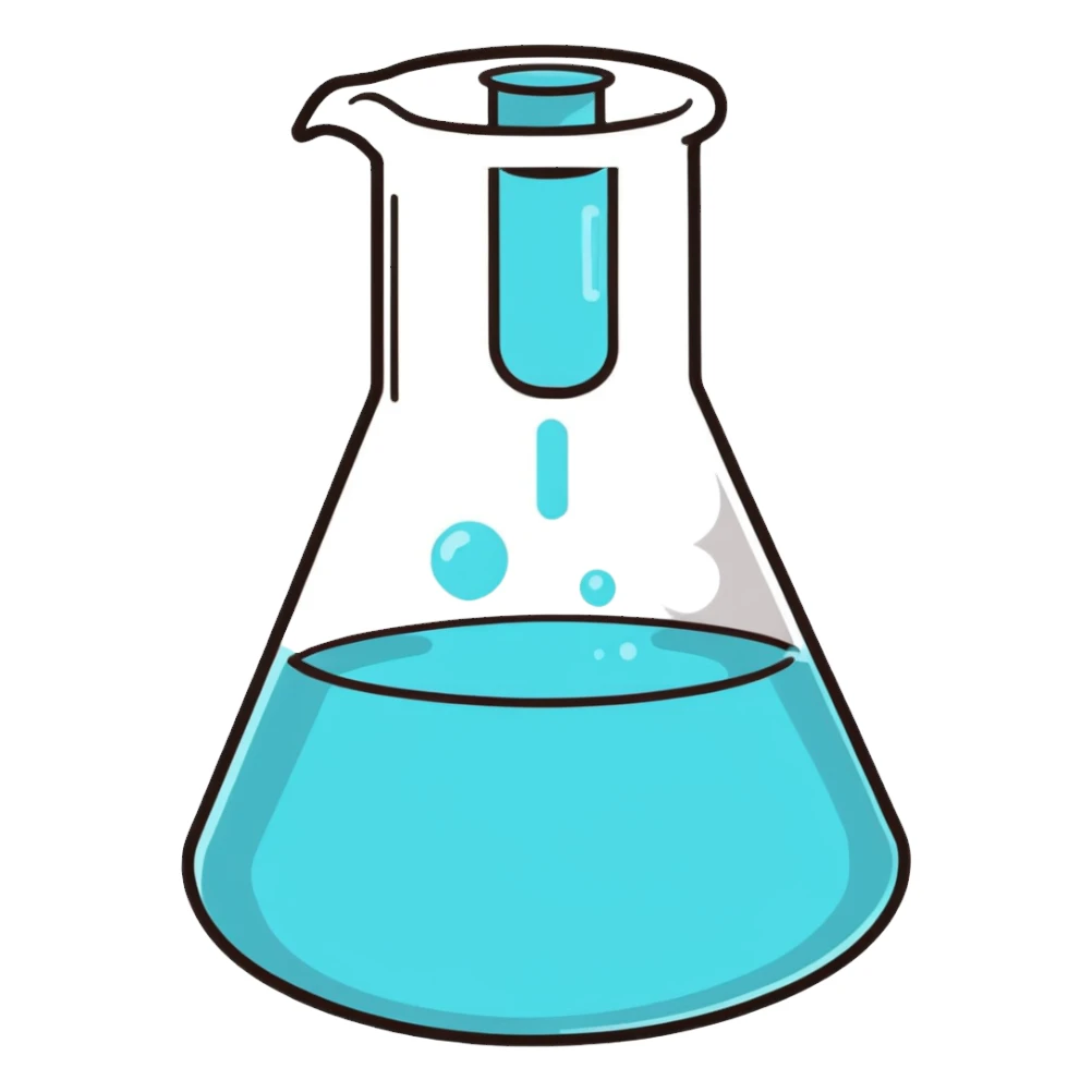 laboratory flask with bubbling chemicals sticker