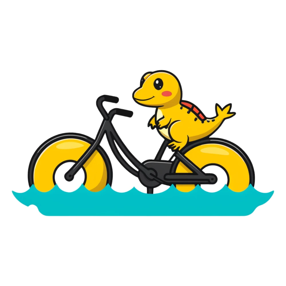 Amphibious bicycle on water sticker