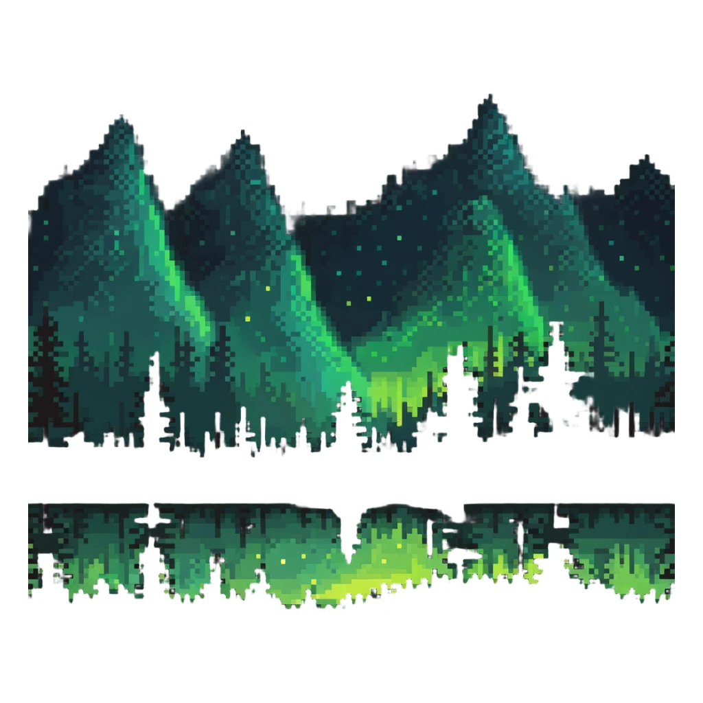aurora borealis over forest silhouette sticker