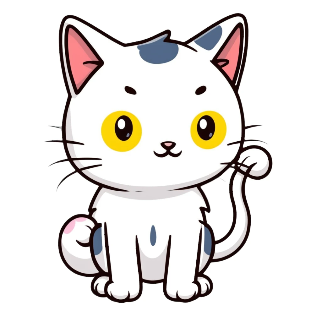 White cat with yellow eyes sticker