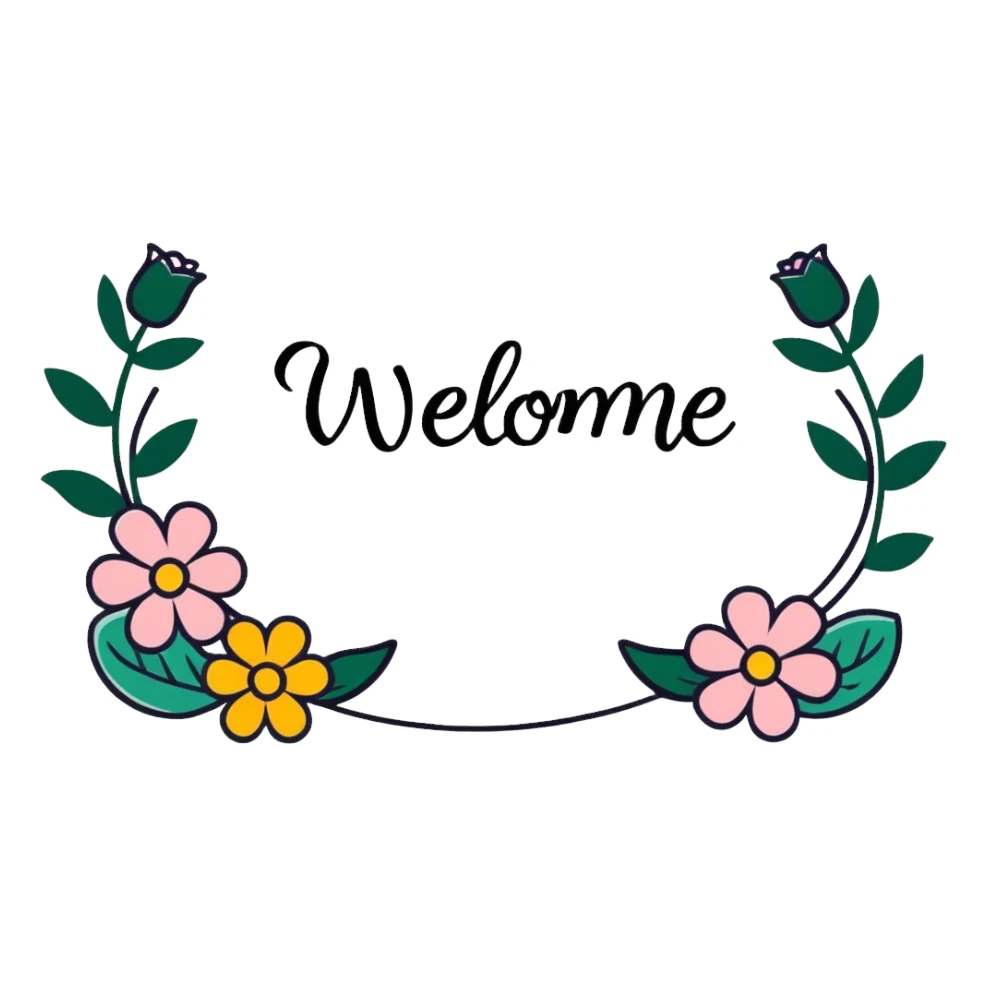 welcome banner with flowers sticker
