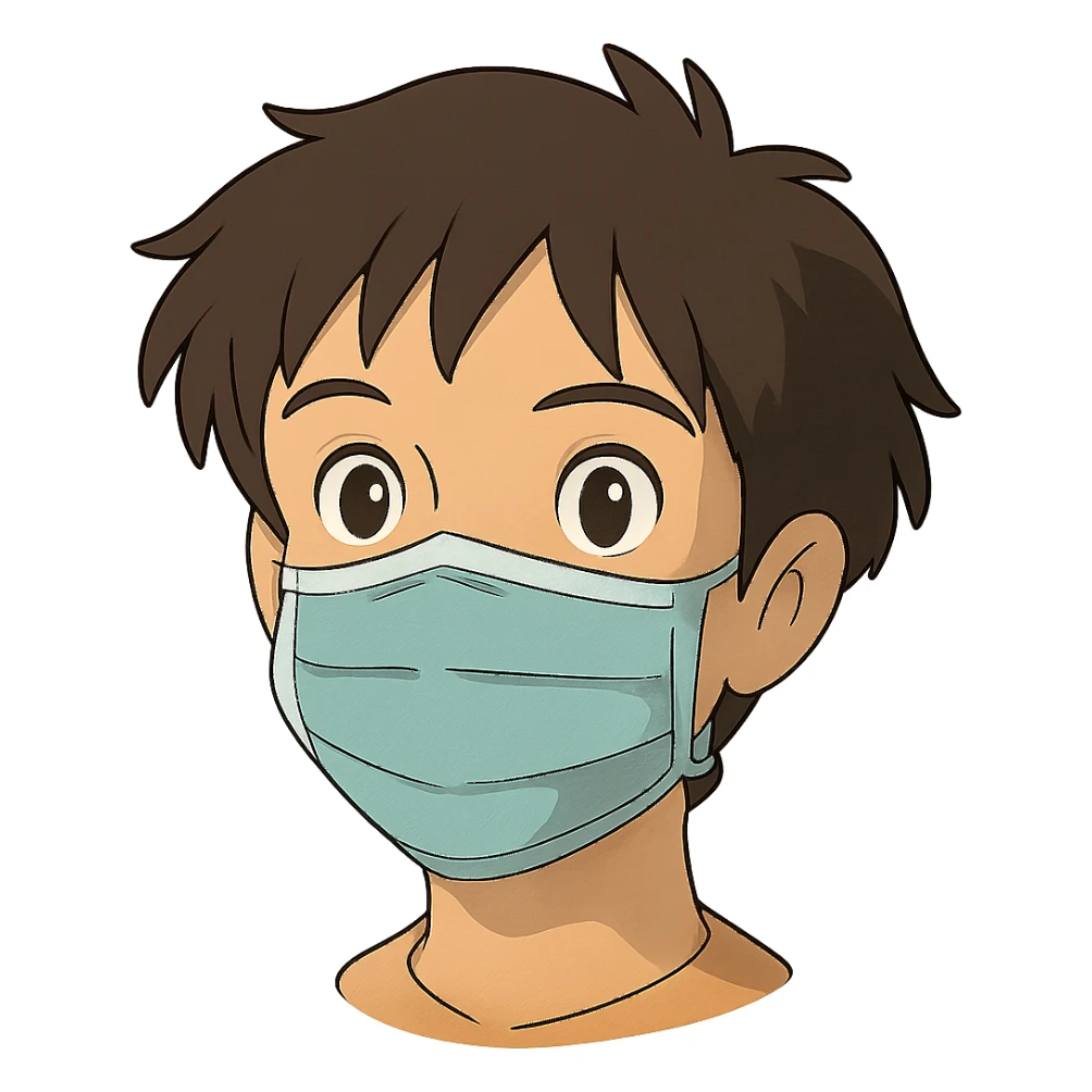 ghibli style face with medical mask sticker