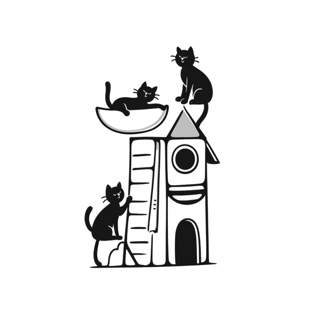 cats relaxing in a vertical playhouse sticker