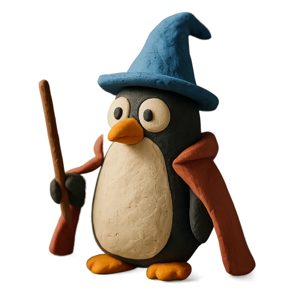 penguin wizard with wand and cape sticker