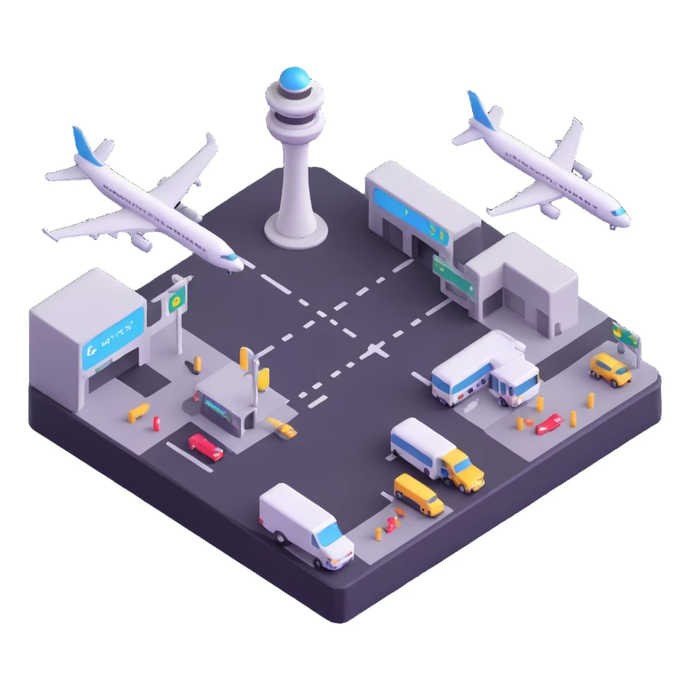 international airport with multiple terminals sticker