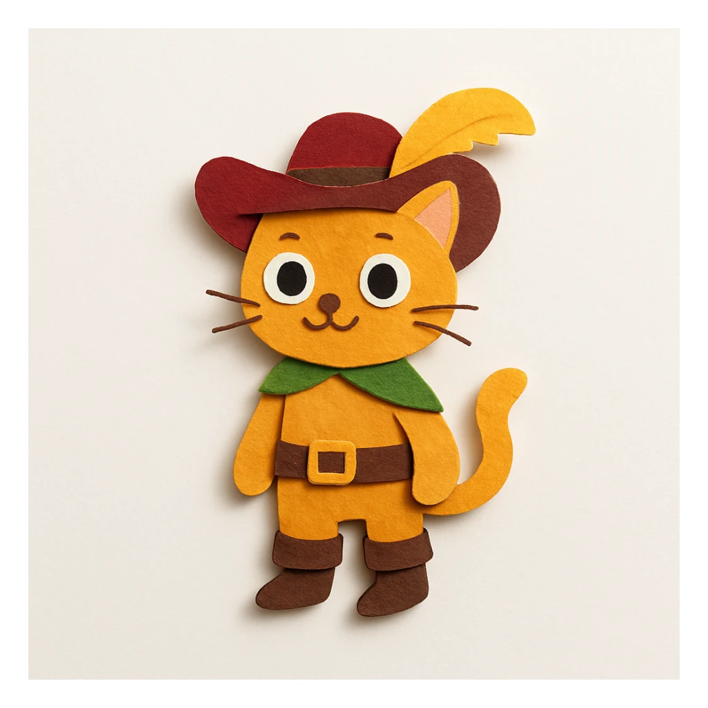 Puss in Boots, paper cutout style sticker