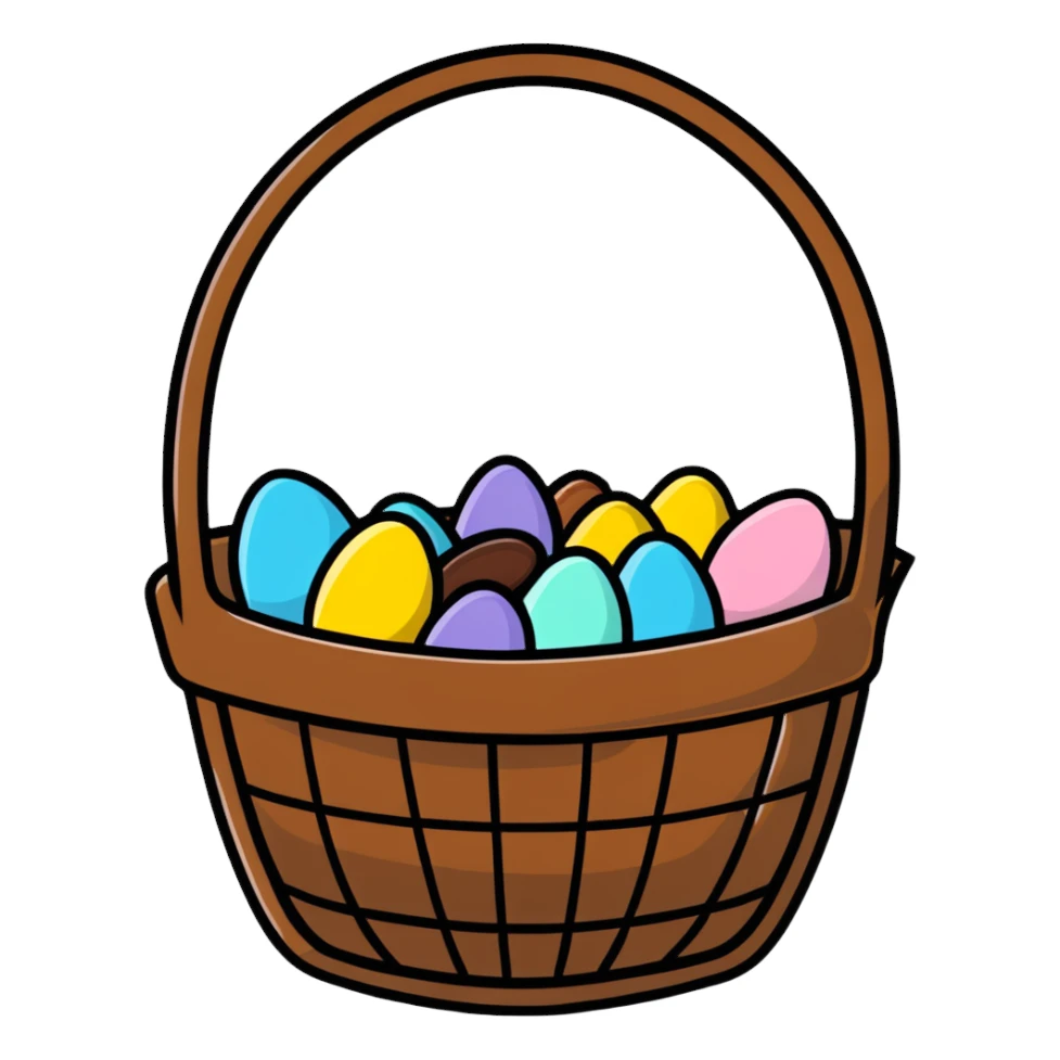 Easter basket filled with chocolate covered almonds sticker